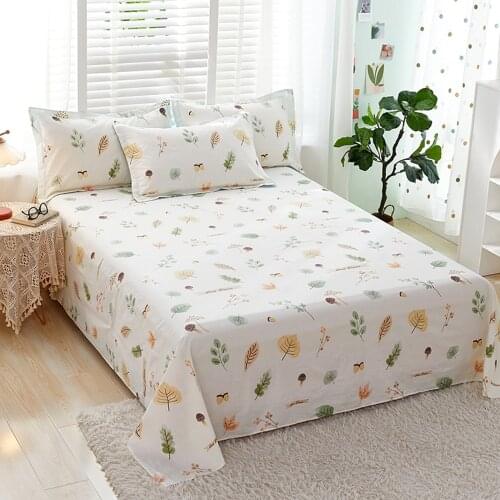 1pcs 100% Cotton Bed Sheet Plant Flowers Printed Double Top King Sheets Pure Cotton Single Size Kids Bed Linen (No Pillowcase)