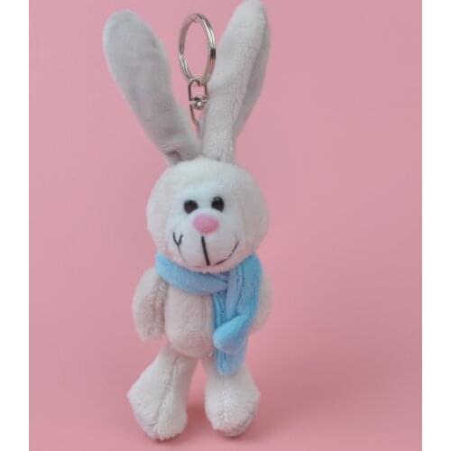1 pcs Hot Cute Mini Genuine scarf Rabbit Fur Bunny Key Chain Women Toy Doll Bag Car Key Ring Trinket Rabbit Keychain Jewelry