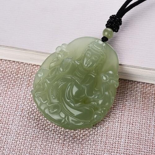 100% Real authentic hetian jade sapphire pendants jade gift guanyin green jade pendant necklaces brand men women jade jewelry