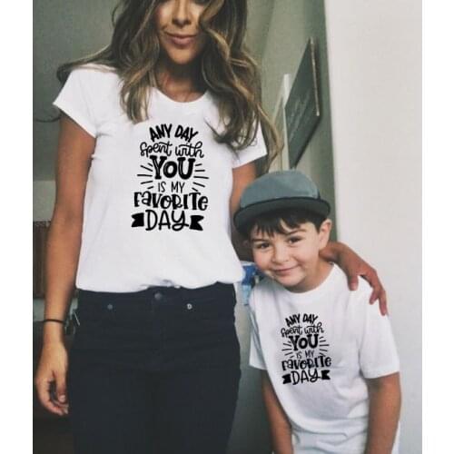 1pcs Mommy and Me Shirts Mother and Daughter Son Shirts Any Day Spent with You Is My Favorite Day Family Matching Shirt Outfits