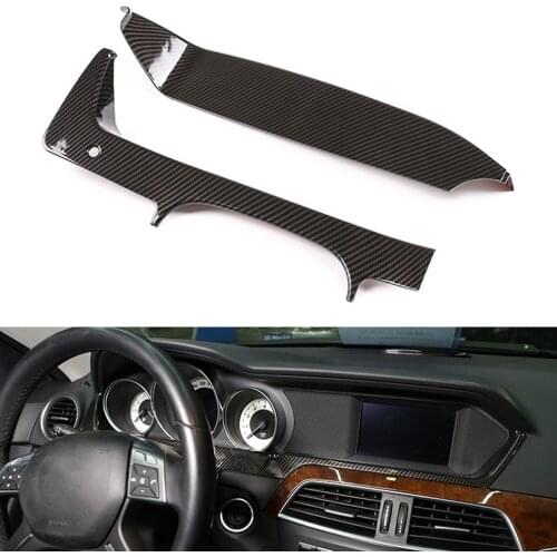 2Pcs/set Car Dashboard Instrument Decoration Strips Trim Styling For Mercedes Benz C Class W204 2011 2012 2013 Auto Accessory