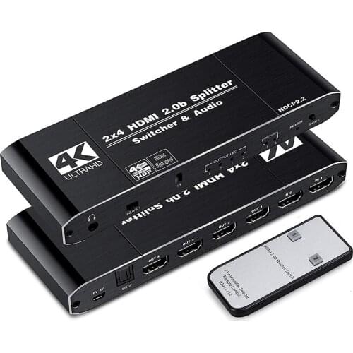 4x2 HDMI For Switch Splitter Multifunctional 4K@60Hz 2.0 Intelligent 4 In 2 Out Switcher With Remote Controller