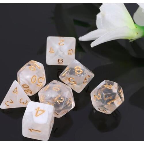 7pcs/set Transparent Sided Dice D4 D6 D8 D10 D12 D20 Dungeons & Dragon D&D RPG Poly Table Board Games Toy