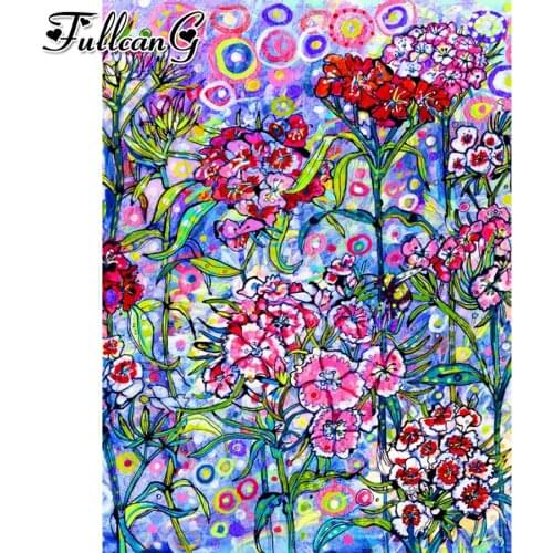 FULLCANG Abstract multicolor flowers diy 5d mosaic diamond painting full square round drill rhinestone embroidery sale FC3528