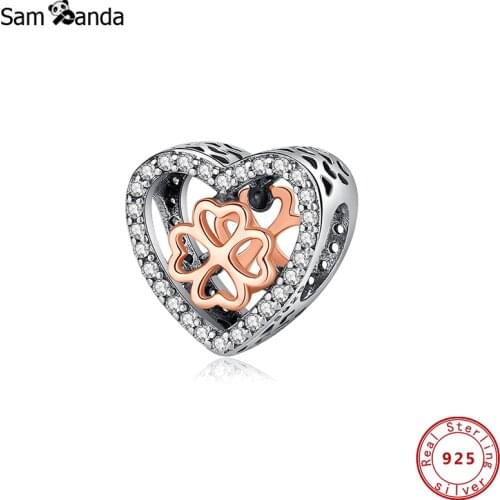 Authentic 2021 100% 925 Sterling Silver Charms Clover love CZ Fit Original Bracelets Women DIY Gift Jewelry