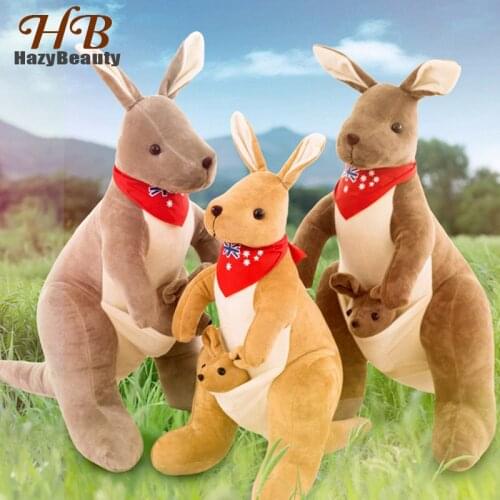 55cm Australian Kangaroo Plush Toys Doll with Brood Pouch Soft Kids Pillow Cushion for Sleeping Children Playmate Birthday Gifts