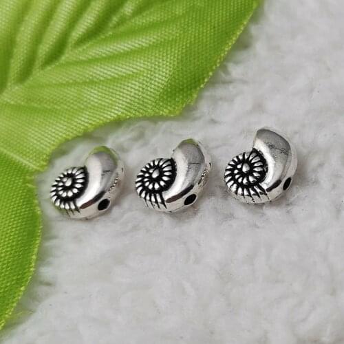 Free Ship 240 pcs Antique silver snail spacers 11x8mm