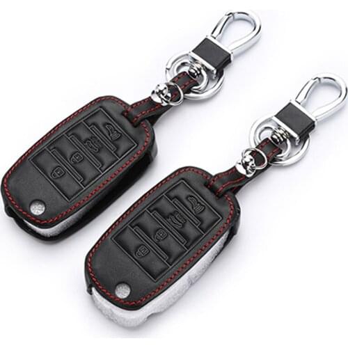 Genuine Leather Remote Car Key Case cover shell For Kia Rio Sportage Soul Ceed For Hyundai I30 Verna Veloster I35