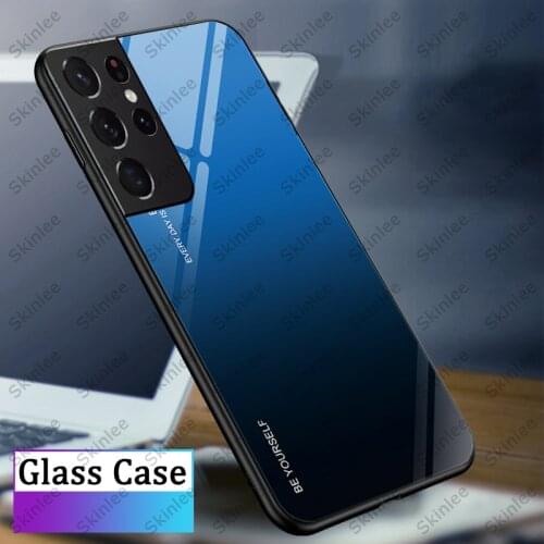 Skinlee For Samsung Galaxy S21 Plus Case Gradient Color Tempered Glass Hard Phone Cover For Samsung S21 Ultra Case Funda