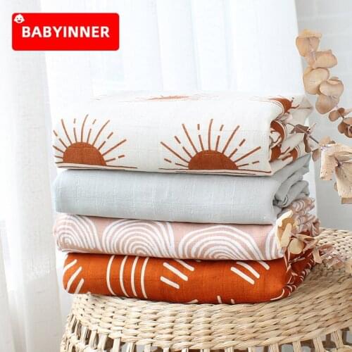 Babyinner Baby Blanket Newborn Muslin Swaddle Blankets Skin-friendly Swaddling Wrap Comfortable Infant Bath Gauze Baby Supplies