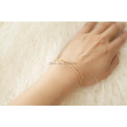 DHL 500pcs Satellite Chain Golden Allergy Free Bracelets Adjustable Copper Beads Silvery Double-Layer Wedding Exquisite Bracelet