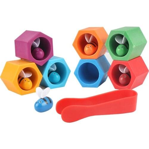 JaheerToy Bee Catching Game Color Classification Exercise Babys Hand Movements Baby Toys for Children Wooden Educational Toy