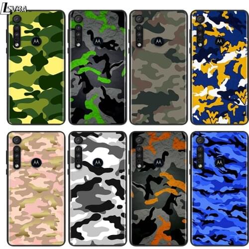 Camouflage Army Art For Motorola E6 E7 G8 G9 G Edge Stylus Power Play Lite One Hyper Marco Plus Black Soft Phone Case