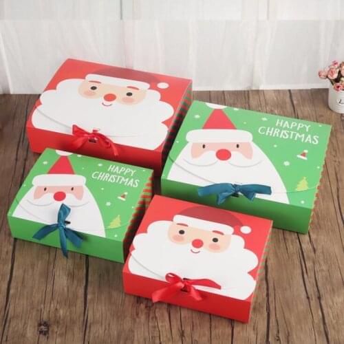 Christmas Eve Big Gift Box Santa Claus Fairy Design Kraft Papercard Present Party Favor Activity Box Red Green Gifts Package Box