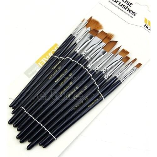 12Pcs/set Acrylic Art Craft Artist Oil Watercolor Painting Paint Brush