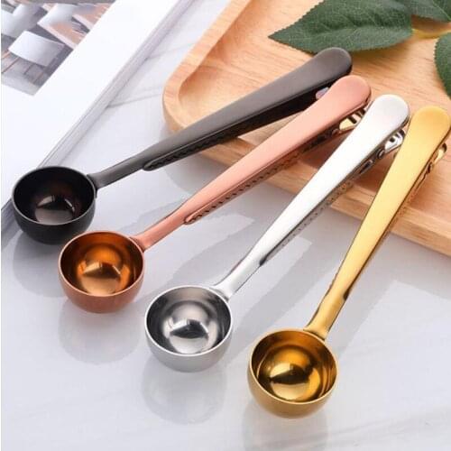 MICCK Stainless Steel Coffee Spoon Multifunction Barista Tools For Kitchen With Clip Sealing Coffee Measuring Scoop Teaspoon