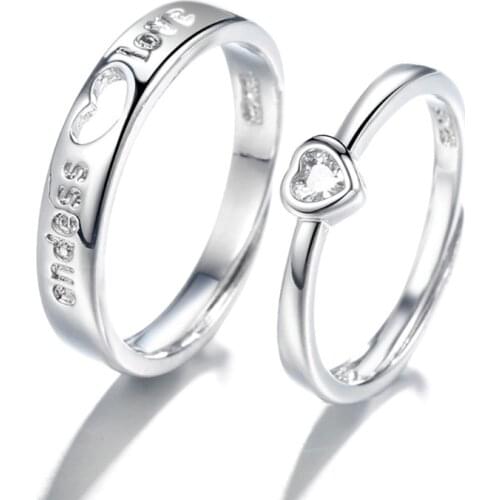 1 Pair Love Heart-shaped Couple Rings Women Men Engagement Wedding Bands Jewelry Valentines Day Gifts