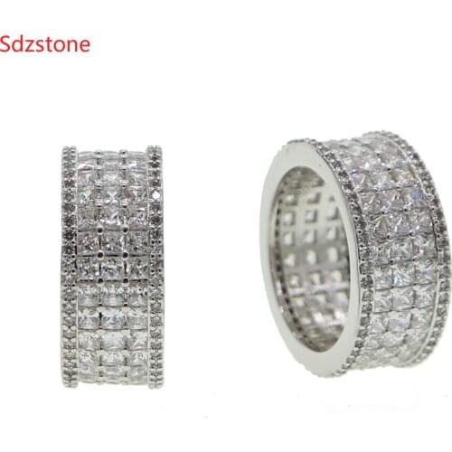 Big Round Micro Pave AAA Zirconia Ring For Women Men Punk Exaggerated Trendy Rings Retro Simple Jewelry Elastic Ring