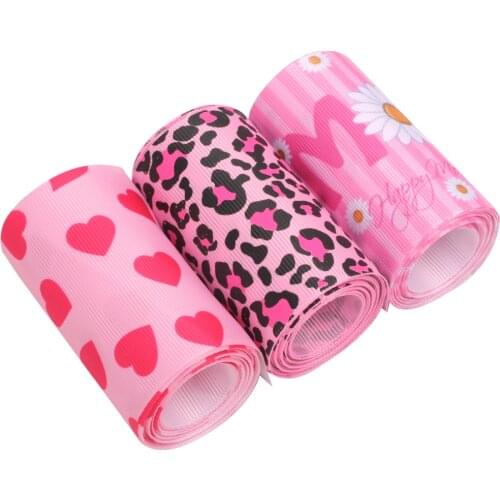 Grosgrain Stain Ribbons Heart Love Animal Pattern Printed Ribbons DIY Crafts Supplies Handmade Hair Bows Gift Wrapping 75 MM 2 Y