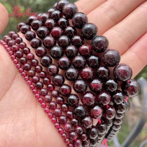 2-10mm Round Red Garnet Spacer Loose Beads Kralen Perles Natural Stones For Jewelry Making Strand 15"Free Shipping