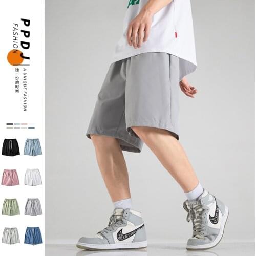 2021 Summer Shorts Mens Fashion Solid Color Men Streetwear Loose Wide-leg Shorts Mens Beach Shorts Male Sportswear Shorts Homme