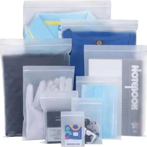 100Pcs CPE Frosted Plastic Zip Lock Retail Packaging Bag Reclosable Zipper Storage for Office Supply Clothes Book Pack Pouches