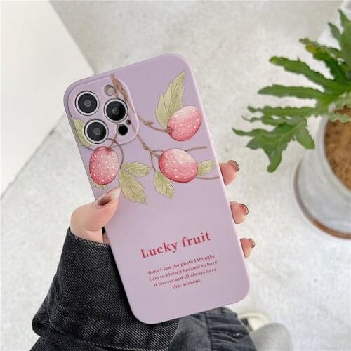 Retro sweet kawaii lucky charm Fruit Japanese Phone Case For iPhone 11 12 Pro Max Xs Max XR Xs 7 8 Plus X 7Plus case Cute Cover
