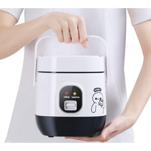 1.2L Mini Electric Rice Cooker Small Food Cooking Machine Eggs Meal Steamer 220V Porridge Soup Stew Heating Pot Lunch Box Warmer