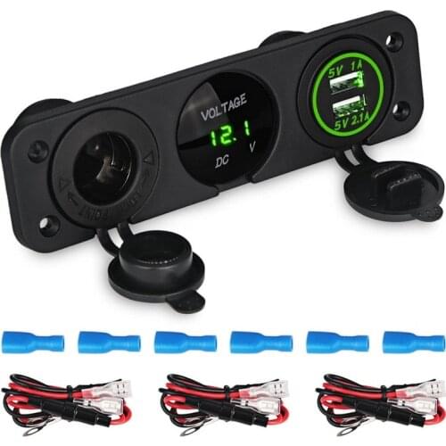 Marine led Toggle Rocker Switch Panel 12V-24V Volt Meter dual USB charger socket for RV Car Boat Trailer Vehic