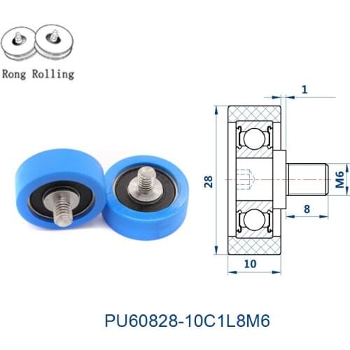 Outer diameter 28mm with 10mm thickness PU material coated bearing, drawer pulley, screw pulley, sliding door roller