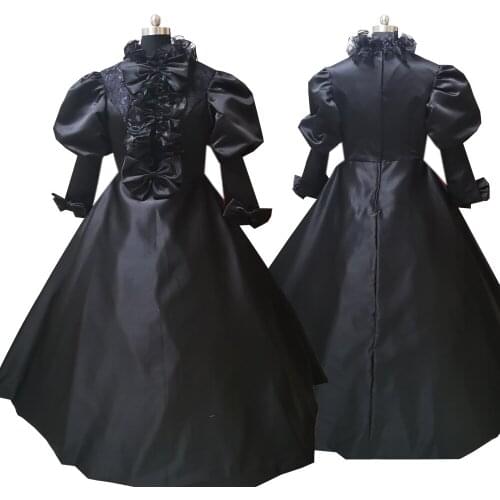 2020 New black victorian Halloween Cosplay dress Colonial Georgian Renaissance Gothic Historical dress D-510