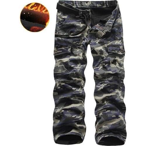 2021 New Warm Cargo Pants Men Camouflage Loose Track Pants Men Winter Tactical Mens Trousers Loose Mens Clothes Military