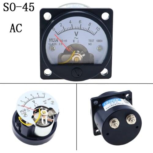 2021 new Voltmeter SO-45 AC V 10V 15V 20V 30V 50V 100V 150V 200V 250V 300V Round Analog Dial Panel Meter Voltmeter Gauge Black