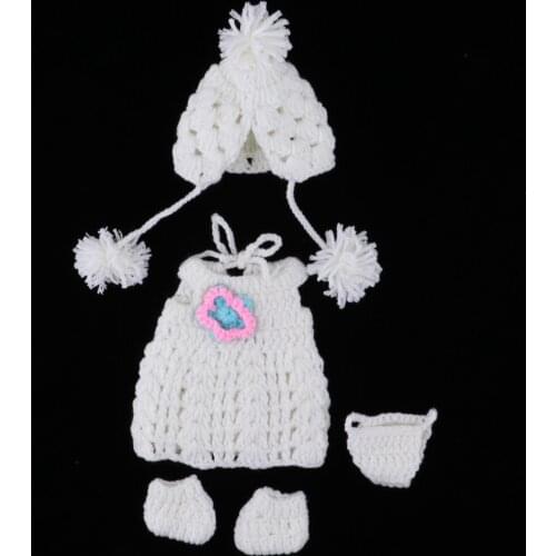 Adorable Doll Clothes Suit Newborn Doll Clothing White Wool Dress and Hat Set for 30cm Baby Doll Role Play Gifts