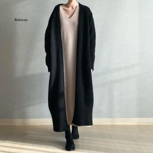 Autumn Winter Women Sweater Cardigan Long Knitted Jacket Long Sleeve Woman Casual Open Stitch Loose Women Coat