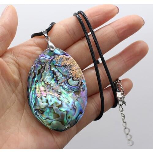 Natural Shell Mother of Pearl Shell Pendants Wax Thread Necklace Accessories for Women Jewelry Gift Size 40x60mm Length 55cm