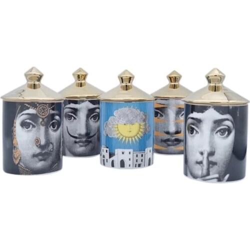 Retro Lina Face Candle Holder Necklace Jewelry Storage Box Ceramic Handmade Craft Items Home Decoration