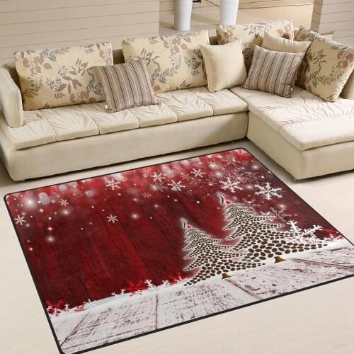 Christmas Tree Anti-slip Kitchen Dining Room Fireplace Floor Mat Flannel Carpet Rug Durable Xmas Home Decor Floor Rug