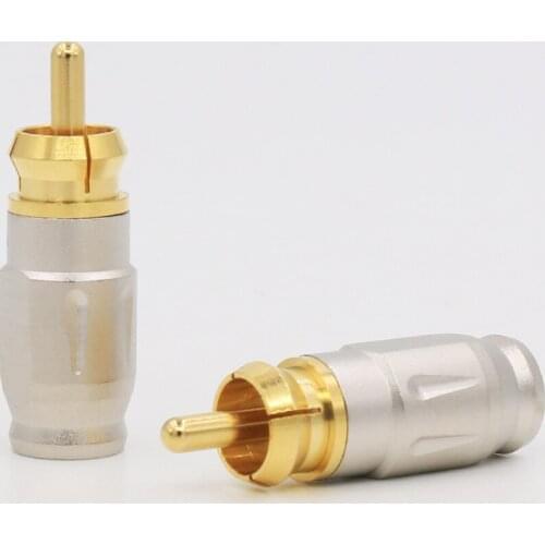R1727 8Pcs Gold Plated Brass RCA Plug Adapter Connector Audio Cable Plug RCA Cable Plug