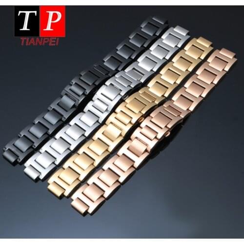 Ballon Bleu Stainless Steel Watchband for Cartier16*8mm Fine steel Raised watch strap waterproof women Replacement strap 14*8MM