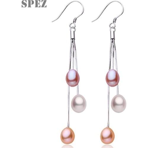Pearl Tassel Earrings Natural Freshwater Pearl Jewelry 925 Sterling Silver Earrings Pretty Fashion Gifts For Women 2021 Trend