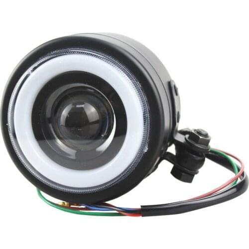 Universal Motorcycle Headlight 12v LED Blue /Amber/White Angel Eye High Low Beam Head Lamp For Yamaha Kawasaki Suzuki Custom