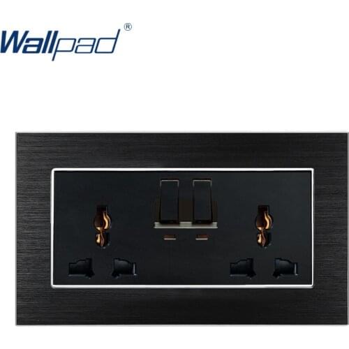 2 Gang 6 Pin Universal Socket With Switches Wallpad Luxury Wall Light Satin Metal Panel 146 Power Outlet