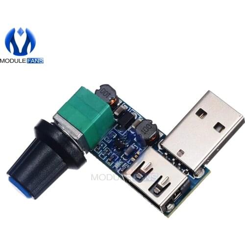 5V to 12V USB Fan Speed Controller Control Switch Fan Stepless Module Adjustable Potentiometer Male Female Adapter Board