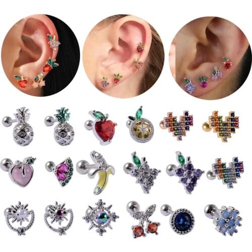 1Pcs Surgical Fruit Cartilage Earring Tragus Helix Ear Piercing Banana Stud Bar Top Upper Stud Earring for Women Body Jewelry