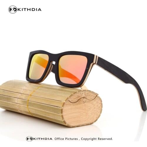 KITHDIA Classic Wood Sunglasses Women With Wooden Frame Bamboo sunglasses in Wood Box UV400 Protect Polarized Lenses