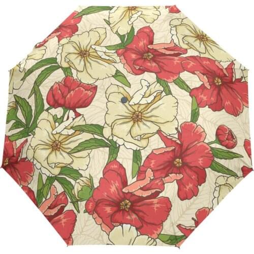 Women Flower Umbrella Anti UV Protection Sun Umbrella Purple Ladies Backpack Full Automatic Umbrella 100% Polyester Waterproof