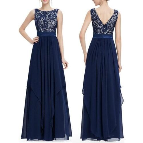 WomenLace Chiffon Stitching Dress Long Dress Party Dress