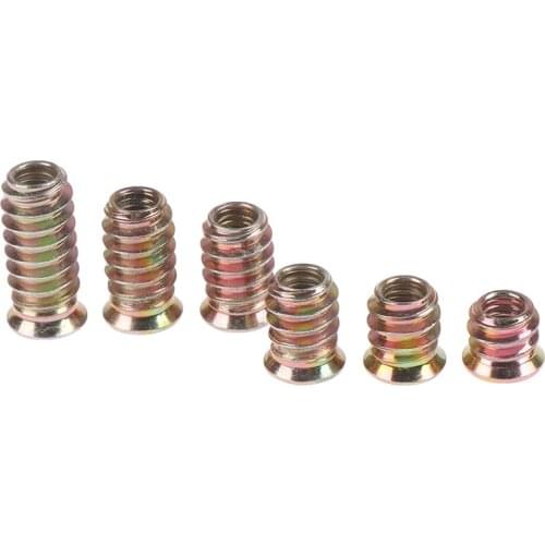 10Pcs Hot Sale M6 Zinc Plated Carbon Steel Thread For Wood Insert Nut Flanged Hex Drive Head Furniture Nuts New