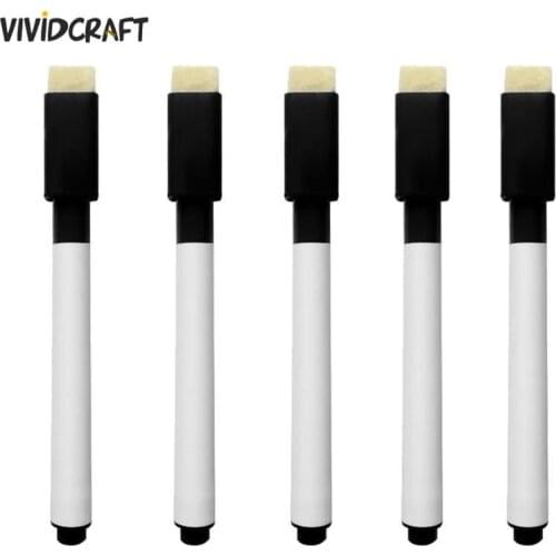 10 Pcs/set Erasable Whiteboard Marker Pen Student Children Kids Drawing Pen With Eraser Black Ink Pen Marker 11.3cm